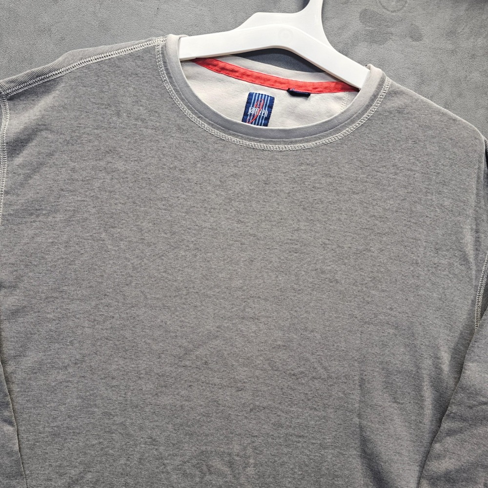 Jantzen Mens Grey White Micro Striped Long Sleeve Crewneck Shirt Size XL